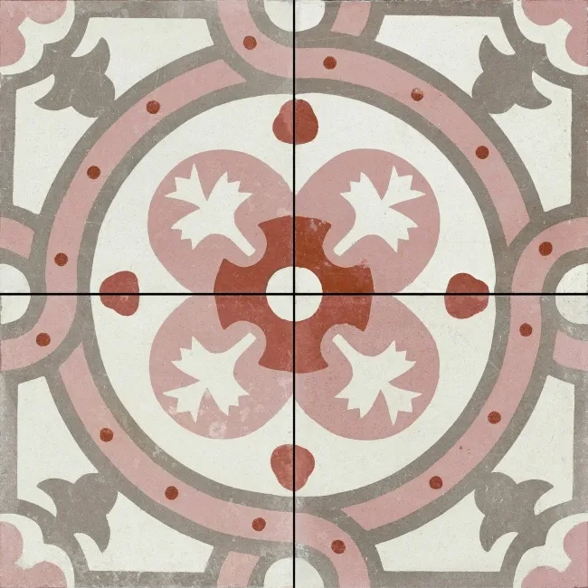Granada Pink Victorian Patterned  Matt Ceramic Floor Tile
