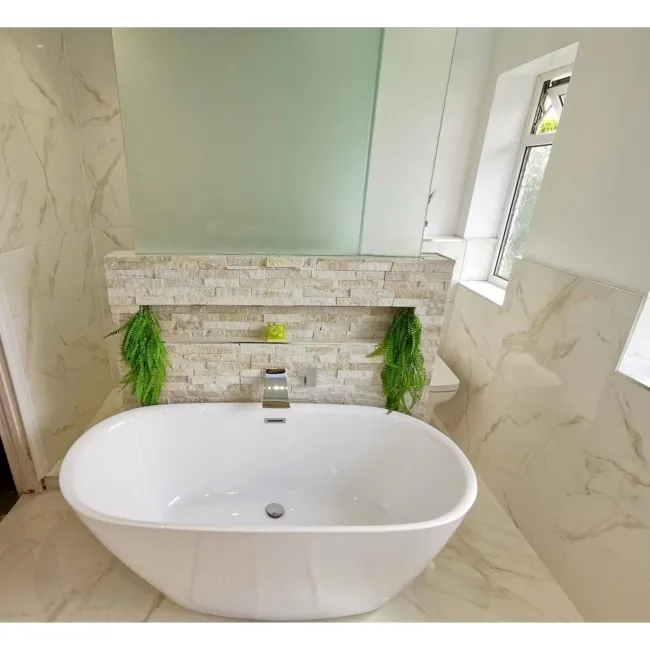 Carrara Gold Gloss Marble Effect Vitrified Ceramic Floor Tile