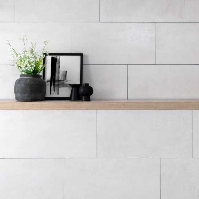 Oxide White Concrete Effect Matt Ceramic Wall Tile