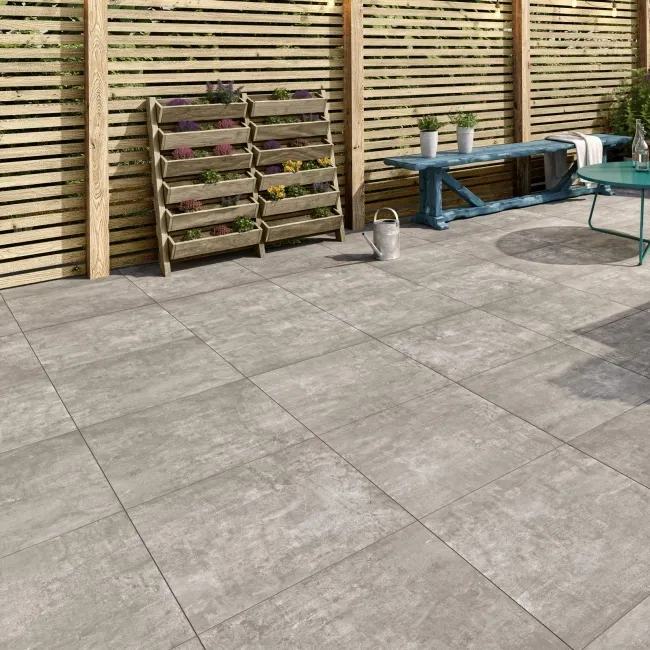 Porto Grey Concrete Effect Matt Porcelain Outdoor Slab Tile