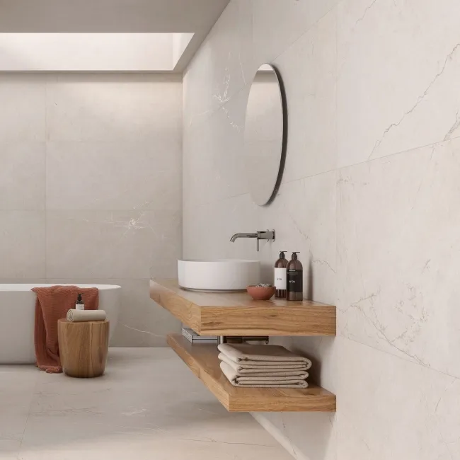 Roca Crema Delicato Marble Effect Matt Porcelain Tile