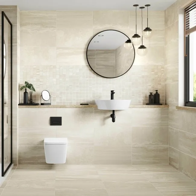 Snowdon Marfil Stone Effect Matt Porcelain Wall and Floor Tile
