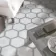 Fusion White Marble Effect & Stone Border Hexagon Tile