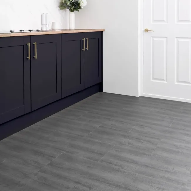 Antalya Anthracite Stone Tile Luxury Click Vinyl Flooring 5.5mm