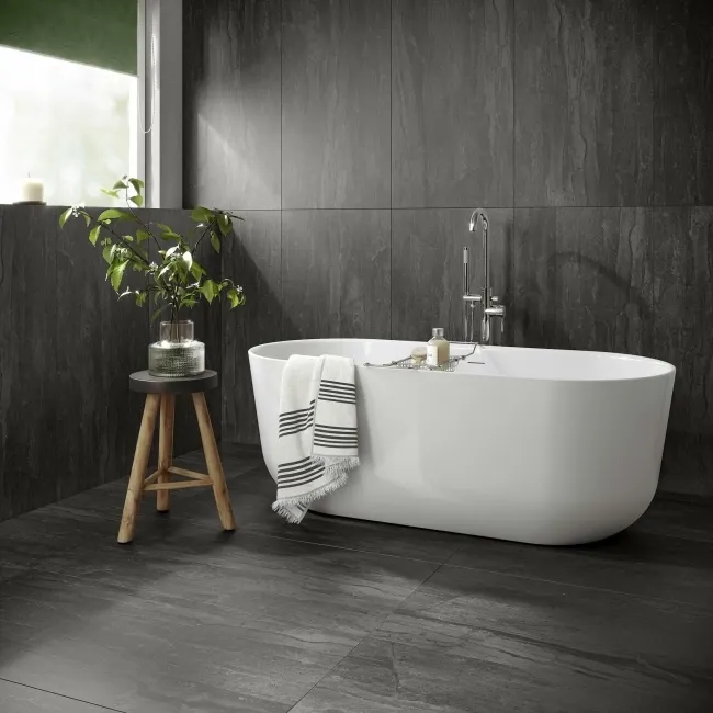 Boscostone Anthracite Rectified Matt Stone Effect Porcelain Wall and Floor Tile