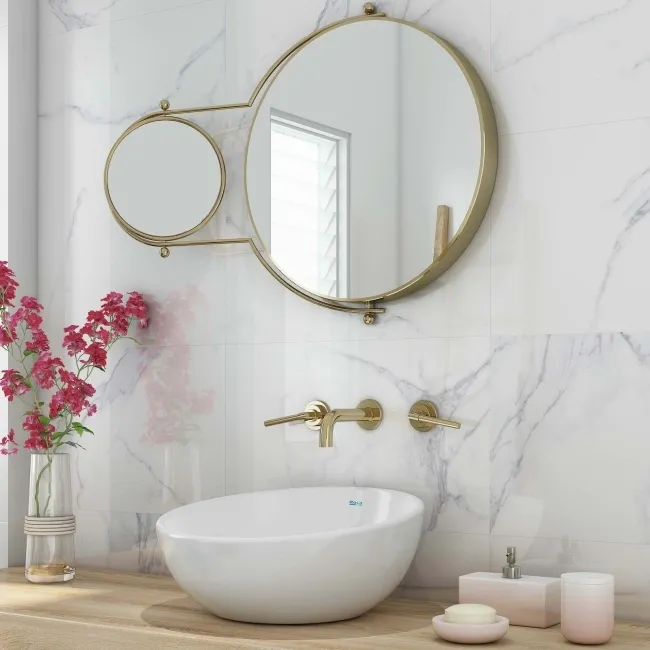 Carrara White Marble Effect Gloss Ceramic Wall Tile