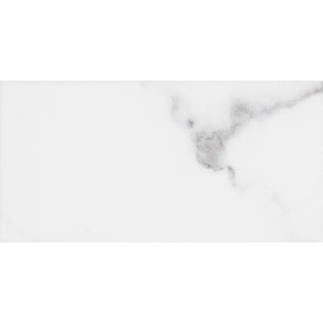 Carrara White Marble Effect Gloss Brick Wall Tile