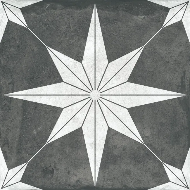 Supernova Star Black Patterned Matt Vitrified Ceramic Floor Tile