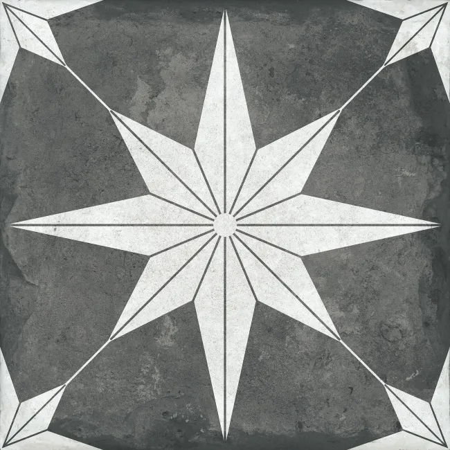 Supernova Star Black Patterned Matt Vitrified Ceramic Floor Tile