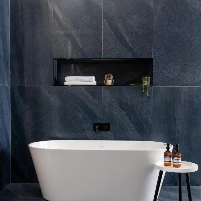 Galaxy Denim Blue Stone Effect Semi Polished Porcelain Wall and Floor Tile