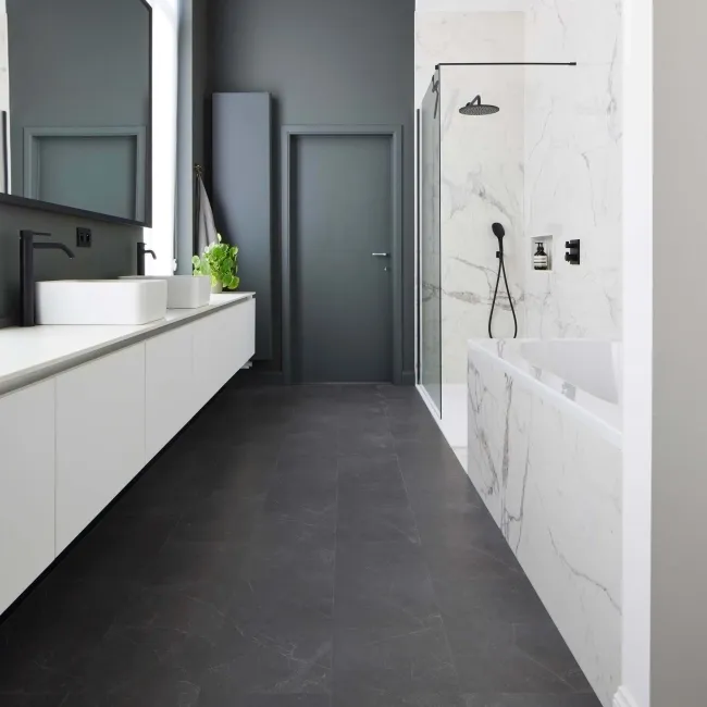 Galicia Anthracite Marble Tile Luxury Click Vinyl Flooring 5mm