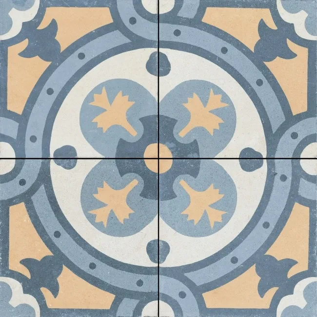 Granada Blue Victorian Patterned  Matt Ceramic Floor Tile