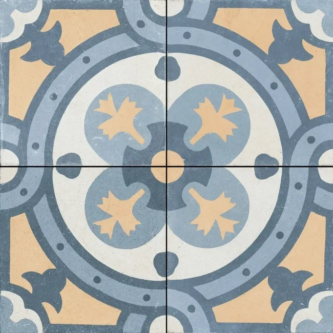 Granada Blue Victorian Patterned  Matt Ceramic Floor Tile