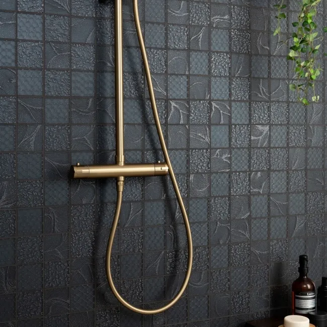 Hampton Black Patterned  Matt Glass Mosaic