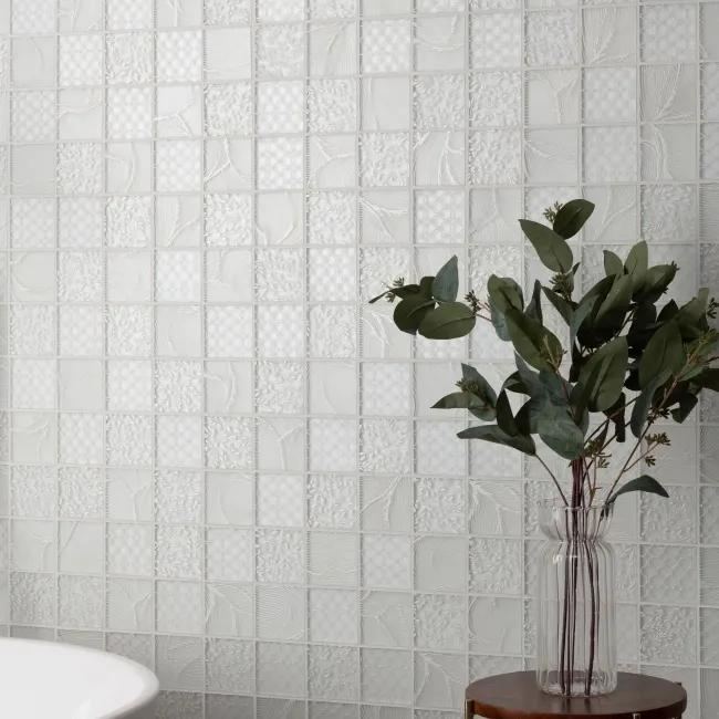 Hampton White Patterned Matt Glass Mosaic
