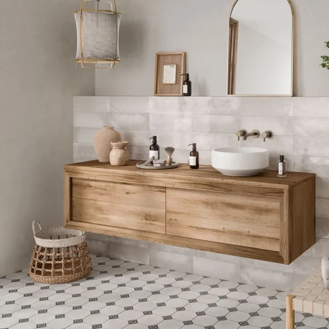 Leeds Black Patterned Matt Porcelain Floor Tile