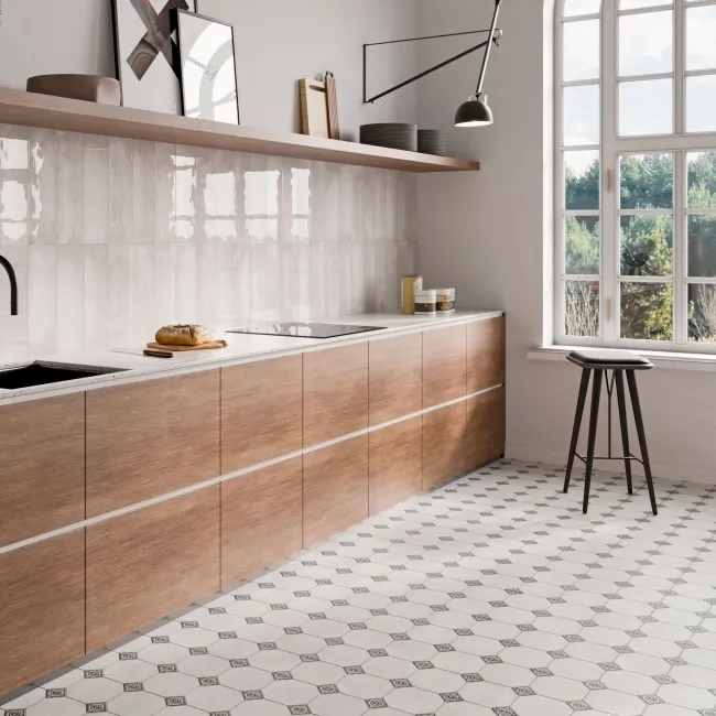 Leeds Black Patterned Matt Porcelain Floor Tile