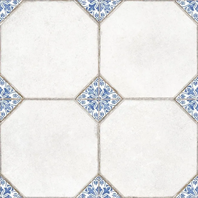 Leeds Blue Patterned Matt Porcelain Floor Tile