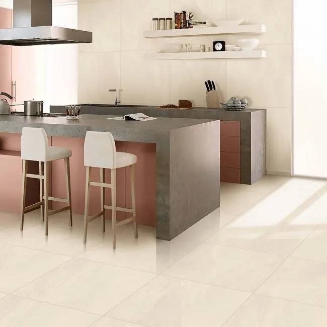 Marsa Ivory Stone Effect Polished Porcelain Floor Tile
