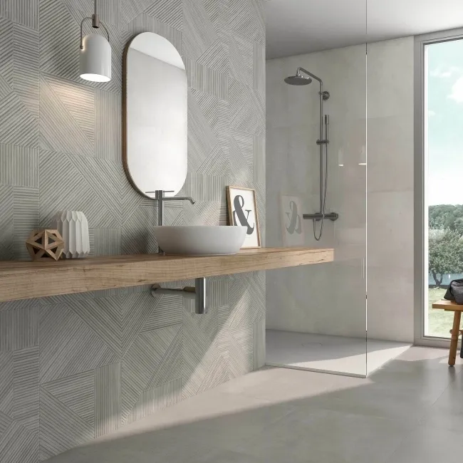 Nantes Grey 3D Wood Panel Effect Wall Tile