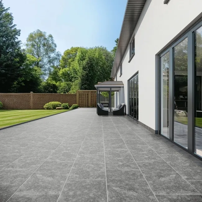 Pietra Grey Stone Effect Large Outdoor Porcelain Slab Tile