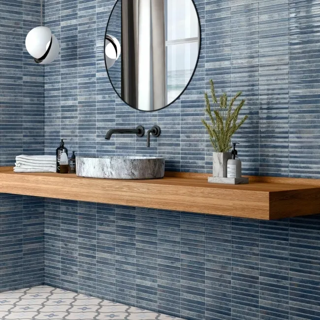 Rubik Blue Kit Kat Effect Gloss Ceramic Wall Tile