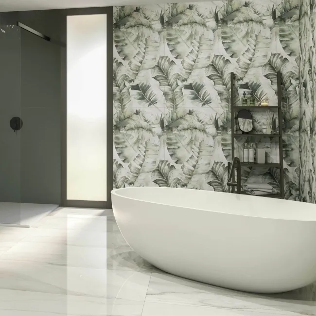 Seven Green Floral Decor Matt Ceramic Wall Tile