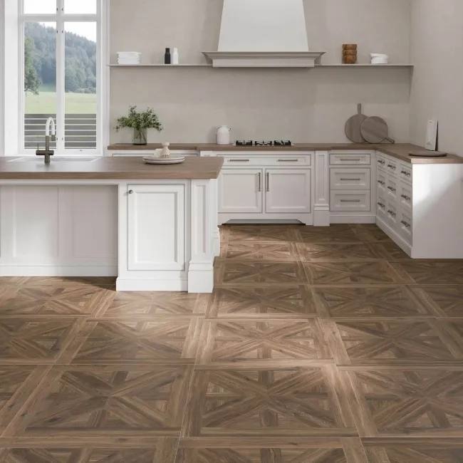 Volte Walnut Woven Wood Effect Matt Porcelain Floor Tile