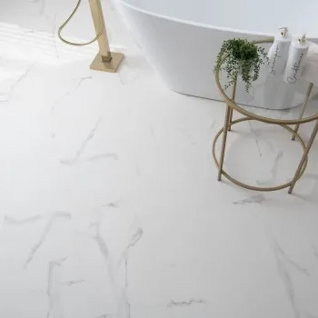 Crystal White Marble Tile Luxury Click Vinyl Flooring 5.5mm