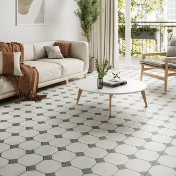 Leeds Green Patterned Matt Porcelain Floor Tile