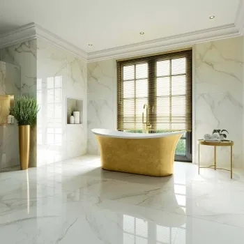 Lumiere White Marble Effect Large Polished Porcelain Tile