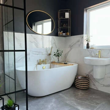 Carrara White Gloss Marble Effect Vitrified Ceramic Wall and Floor Tile