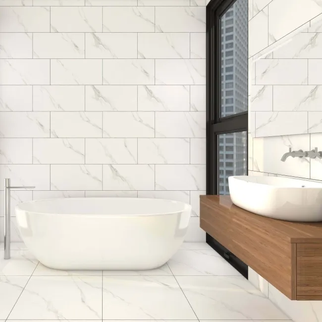 Alaskan Calacatta White Marble Effect Matt Porcelain Wall and Floor Tile