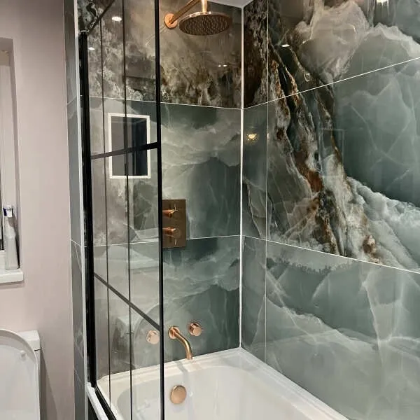 Onyx Marble Effect Turquoise Green Polished Porcelain Wall and Floor Tile