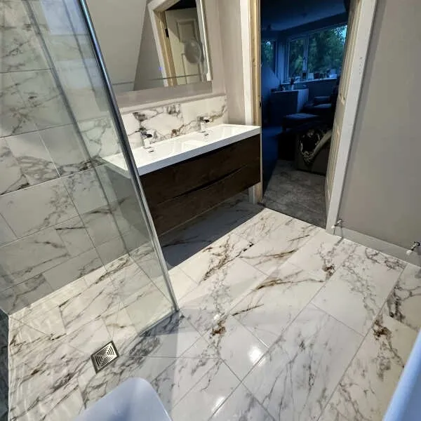 Barnaby White Marble Effect Gloss Vitrified Ceramic Wall and Floor Tile