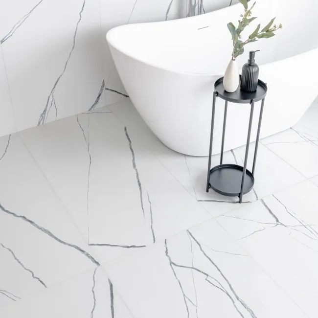 Da Vinci White Marble Effect Semi Polished Porcelain Tile