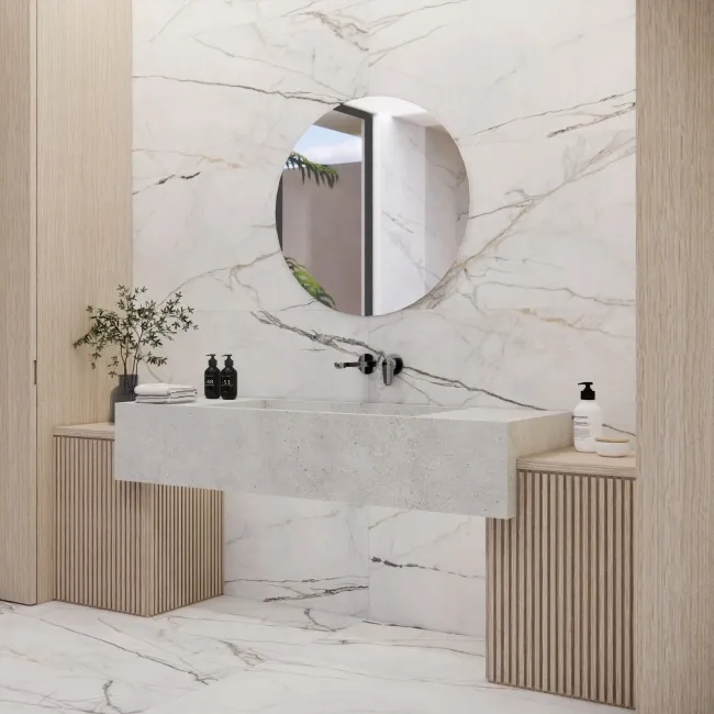 Ethos Golden Grey Marble Effect Matt Porcelain Tile