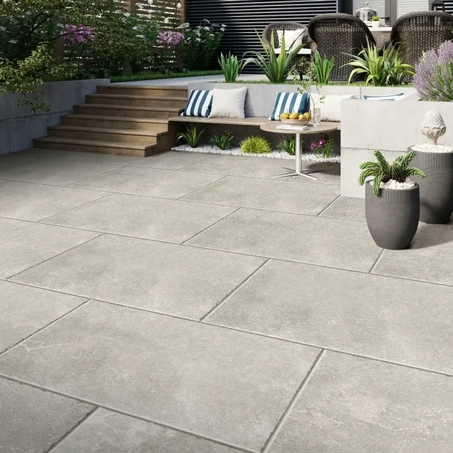 Imperial Grey Chiseled Edge Stone Effect Italian Porcelain Outdoor Slab