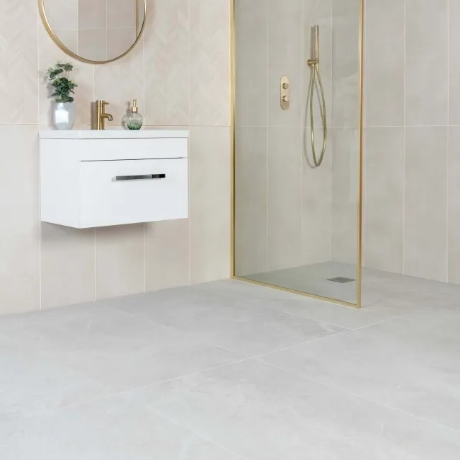Lucca White Anti Slip Matt Stone Effect Porcelain Wall and Floor Tile