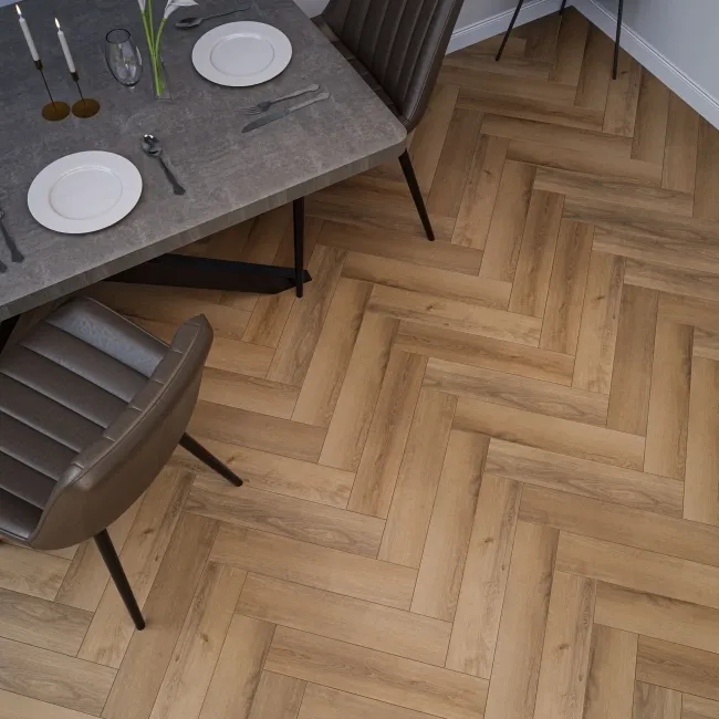 Paris Natural Oak Herringbone Luxury Click Vinyl Flooring 5mm