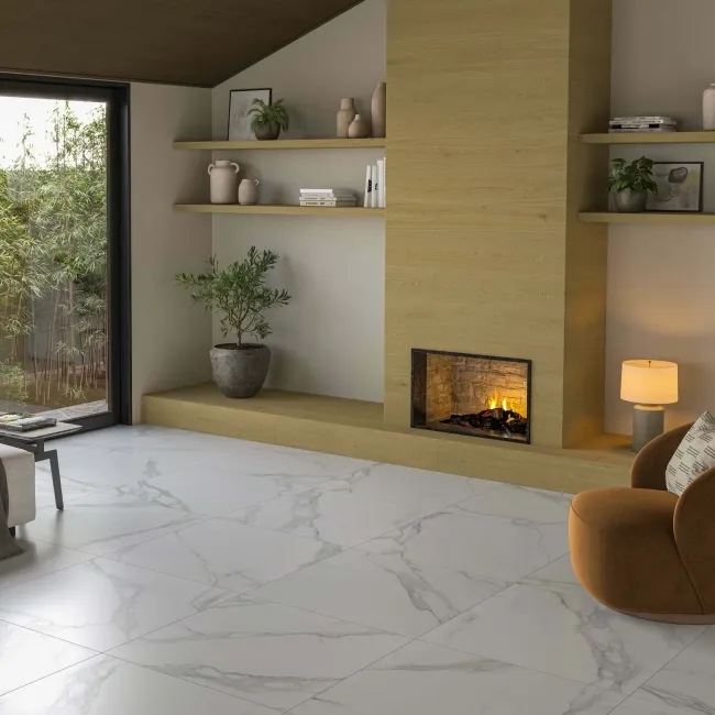 Place White Marble Effect Large Matt Porcelain Tile