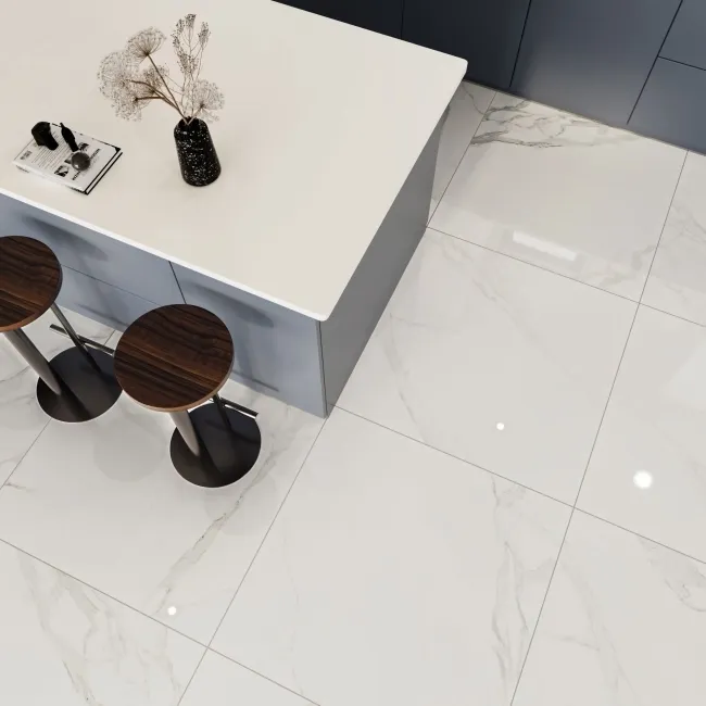 Place White Marble Effect Large Polished Porcelain Tile