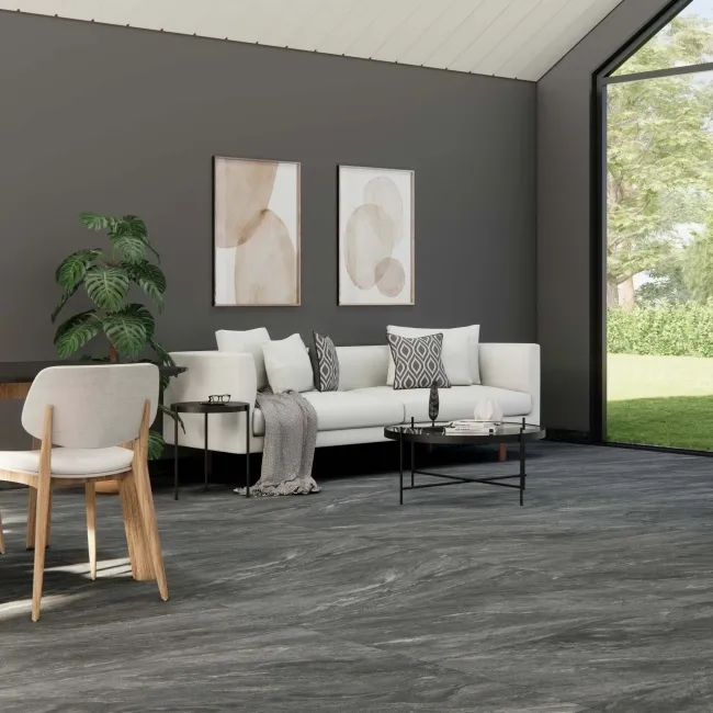 Teide Dark Grey Stone Effect Anti Slip Matt Porcelain Tile