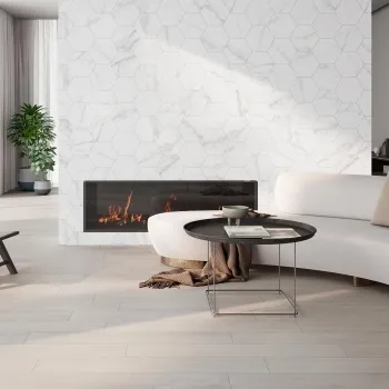 Cipriani Hexagon White Marble Effect Matt Porcelain Wall and Floor Tile