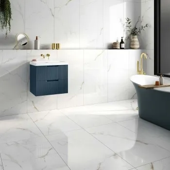 Carrera Gold Marble Effect Rectified Polished Porcelain Wall and Floor Tile