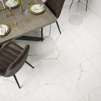 Carrera Gold Marble Effect Rectified Polished Porcelain Floor Tile