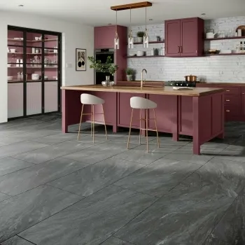 Teide Dark Grey Stone Effect Anti Slip Matt Porcelain Tile