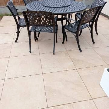 Portman Beige Stone Effect Matt Porcelain Outdoor Slab Tile