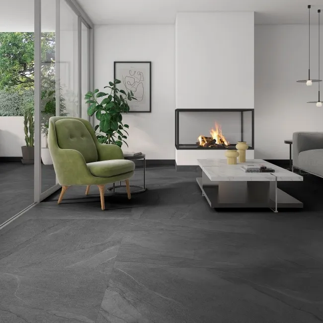 Halley Anthracite Slate Effect Matt Large Porcelain Floor Tile