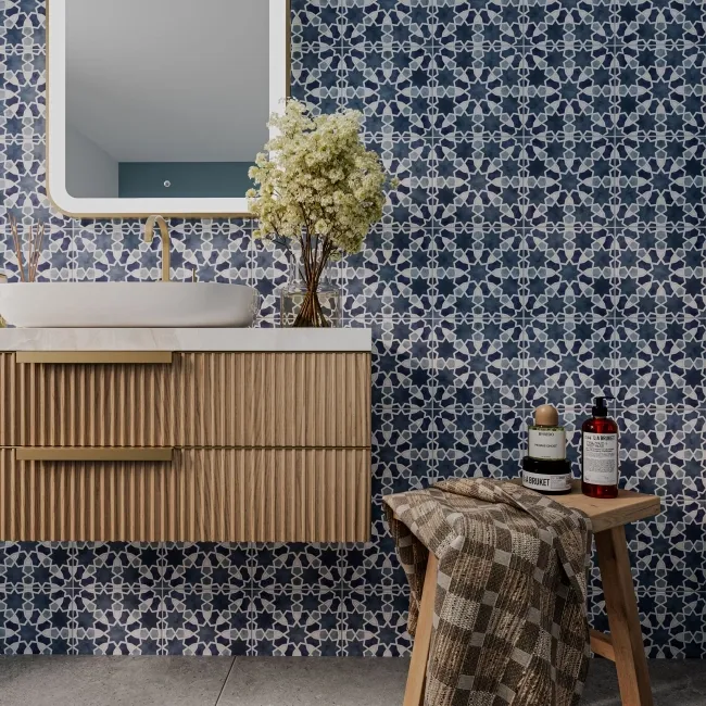 Agadir Blue Pattern Matt Ceramic Floor Tile